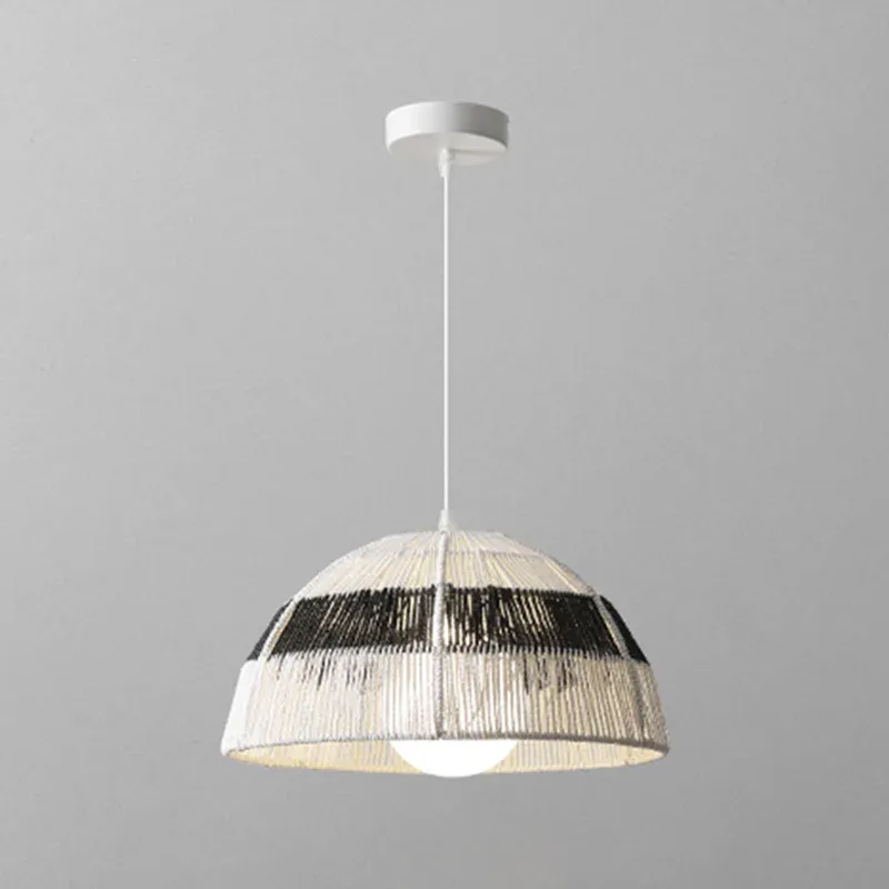 Verzurrgurt Einzelne Lichtkuppel-Hängeleuchte im asiatischen Stil, dekorative Rattan-Leuchte aus Holz