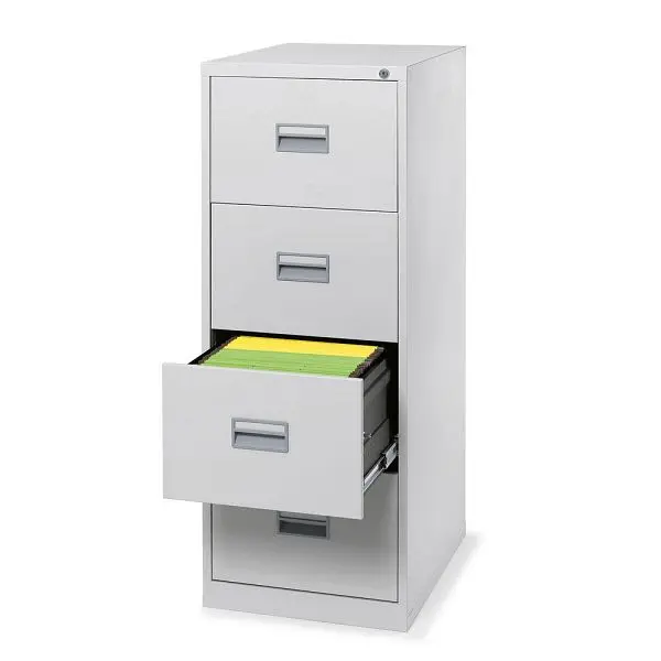 Deskin Hängeregistratur-Stahlschrank 4 Schübe einbahnig Lichtgrau RAL 7035 B 467 x H 1298 x T 620 mm 251116