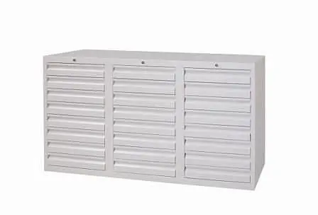 Pavoy Schubladenschrank Gleitführung 900/1500/500 Zylinderschloss 3 Reihen 24x100 43446-150-000-910