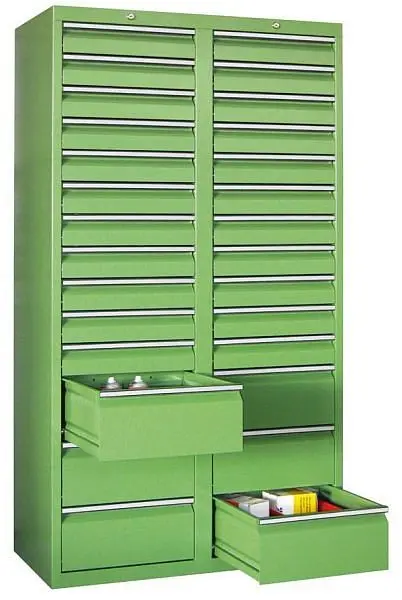 Pavoy Schubladenschrank Rollenführung 1800/1000/500 Zylinderschloss 2 Reihen 26x100 4x200 43434-100-002-910