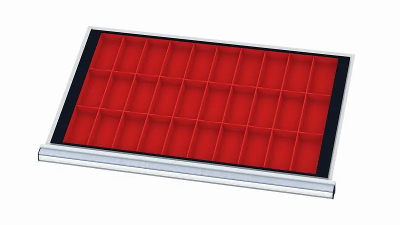 Simplaflex Kleinteilekästen für Schubladen Blendenhöhe: 50 mm Innenmaß 800 x 450 mm CL9E050KT03