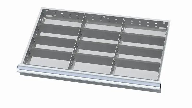 Simplaflex Metalleinteilung für Schubladen 12 Fächer Blendenhöhe: 100/125 mm Innenmaß 800 x 450 mm CL9E100MT01