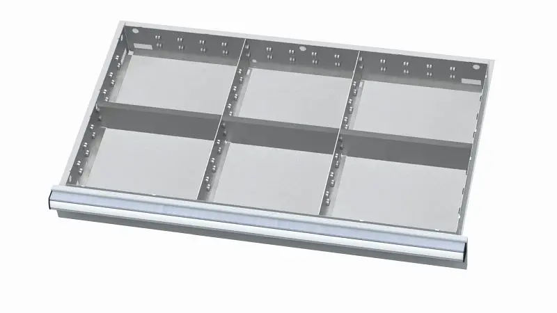 Simplaflex Metalleinteilung für Schubladen 6 Fächer Blendenhöhe: 150/175 mm Innenmaß 800 x 450 mm CL9E150MT06