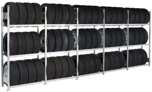Schulte Container-Regalset für 20"-Container 2000 x 11752 x 400 mm verzinkt 14x1.500 mm mit je 3 Reifenebenen 2x...