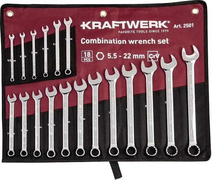 Kraftwerk Gabelringschlüssel-Satz 5.5-22 mm 18- teilig der Rolltasche 3501-57R