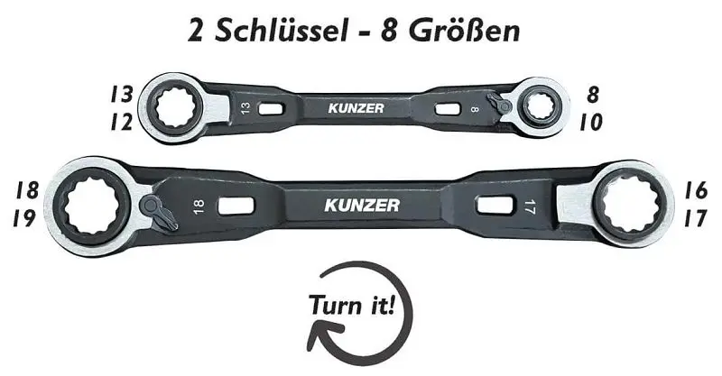 Kunzer Ratschen-Ringschlüsselsatz 4-1 (2-teilig) 7RRS02