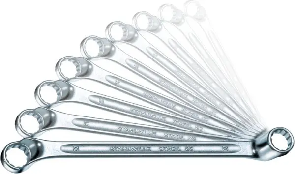 STAHLWILLE Satz: Doppelringschlüssel StahlwilleSTABIL Nr.20/8 Schlüsselweite n 6-22 mm Chrome-Alloy-Steel verchromt 8-te...