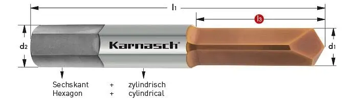 Karnasch Gewindebohrer - Ausbohrer d= 25mm Vollhartmetall Beschichtet für Gewinde - M3 VE: 2 Stück 201860010