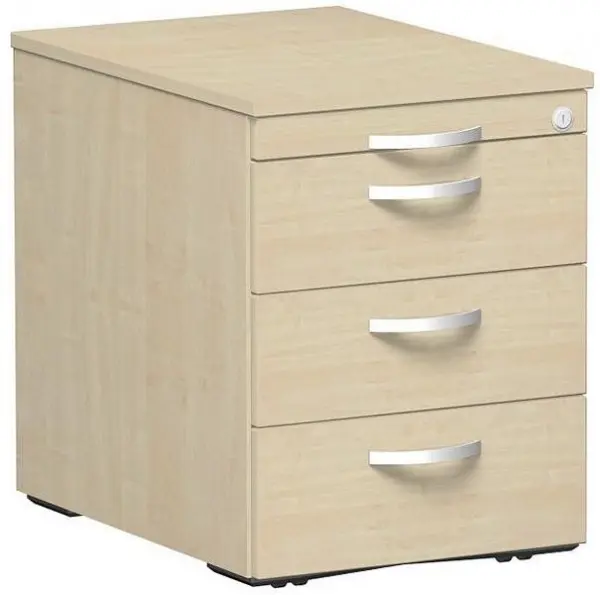 geramöbel Rollcontainer 3 Kunststoff-Schubfächer Metall-Rollschubführung Zentralverriegelung 438x600x565 Ahorn/Ahorn S-...