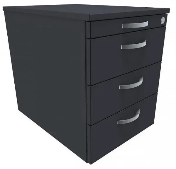 geramöbel Rollcontainer mit 3 Metall-Schubfächern Metall-Rollschubführung Zentralverriegelung 438x600x565 Graphit/Graph...