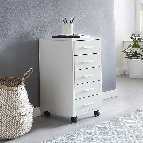 Wohnling Rollcontainer LISA Weiß 33 x 63 x 38 cm Holz WL5.273
