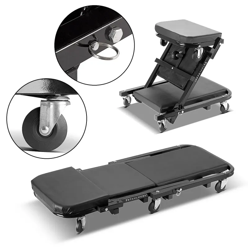 STAHLWERK 2 1 Werkstatthocker FRC-40 ST mit 150 kg Tragfähigkeit, faltbares Kfz-Rollbrett | Montagerollbrett | Werkstattl...