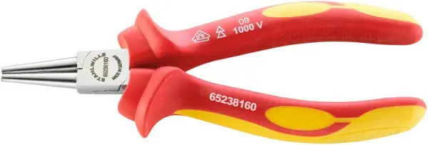 STAHLWILLE VDE-Rundzange kurz Nr.6523 VDE Länge 160mm Kopf verchromt Handhabunge isoliert mit Kunststoff-Hülle DIN EN 60...