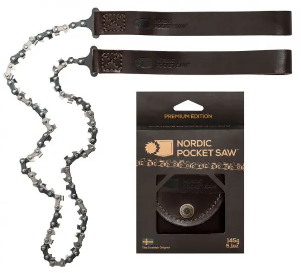 Nordic Pocket Saw Leder Version - Taschensäge Handhabungweisefen und Etui aus Leder NPSP