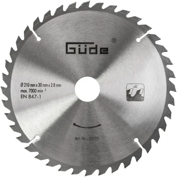 Güde Holzsägeblatt HM 210x30x40Z Anzahl der Zähne: 40 55075 4015671550750