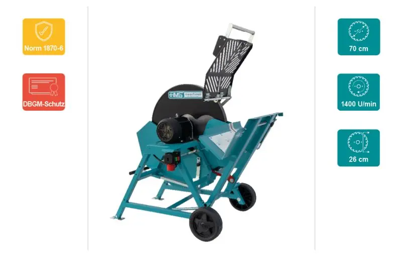 HMG Wippkreissäge WS 7-6 mit 700mm Hartmetall Sägeblatt SWZ Z84 nagelgewiss E-Motor 5.5kw 400V Direktantrieb Betriebsanl...