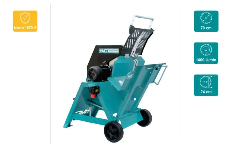 HMG Wippkreissäge WE 7-6 mit 700mm Vollstahl Sägeblatt KV Z56 E-Motor 5.5kw 400V Direktantrieb Betriebsanleitung 611 220