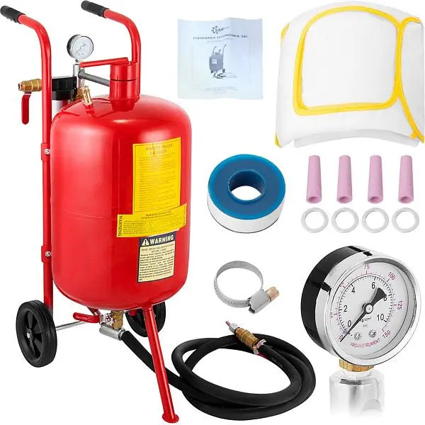VEVOR Sandstrahlen 40 L Sandstrahlmaschine 60-125 PSI Mobiler mit Zubehörteile 24 mm 27 mm 32 mm 40LPSJ00000000001V0