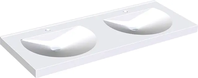 KWC Doppelwaschtisch Ronda Miranit 1400x125x530 mm Mulden rund 2000090006