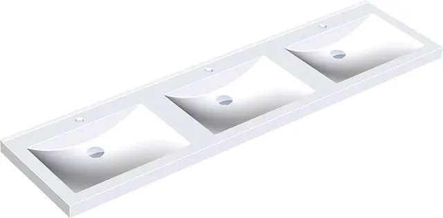 KWC Reihenwaschtisch Quadro Miranit 2100x125x530 mm 3 Mulden rechteckig 2000090014