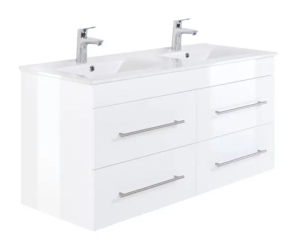 Posseik Badmöbel Homeline 120 weiß hochglanz 120 x 57 x 46 cm HOMELINE120000101DE