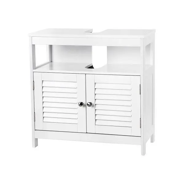 VASAGLE Waschbeckenschrank mit Lamellentüren BBC02WT