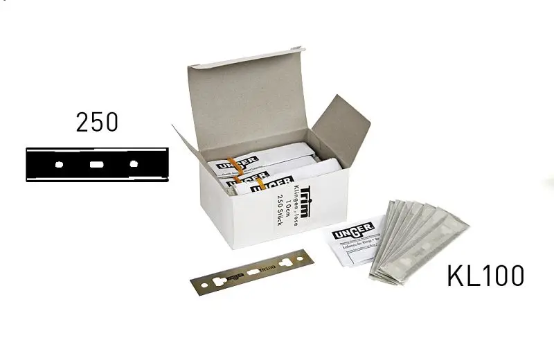 UNGER Glasschaberklingen Karbon lose 10cm Box mit 250 Stück KL100