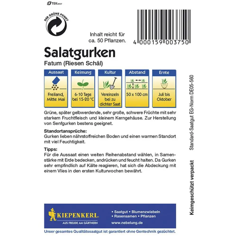 Kiepenkerl Riesen-Schälgurken Fatum | 555653