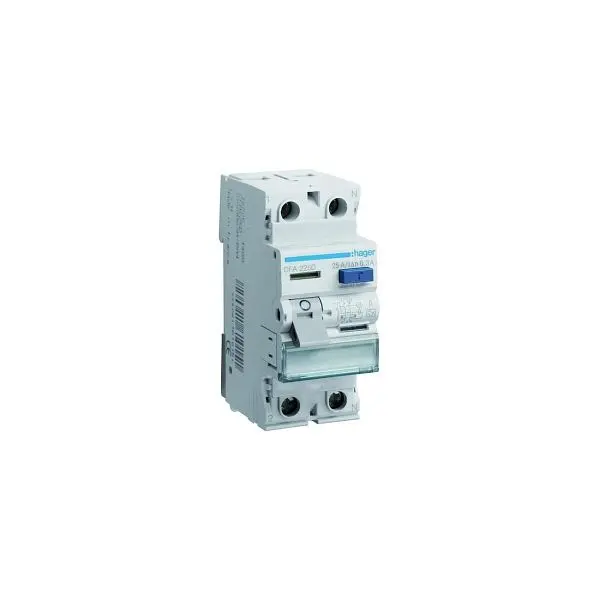 Hager FI-Sicherheitschantiker 2p 230V 25A 03A 2TE REG DIN-Schiene(REG) 15kA 025kA/stoß CFA225D 120743