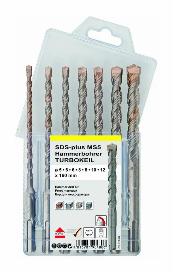 KEIL Hammerbohrer Produktlinie SDS-plus MS5 TURBOKEIL MultiPack 7-teilig A1.253.370.512