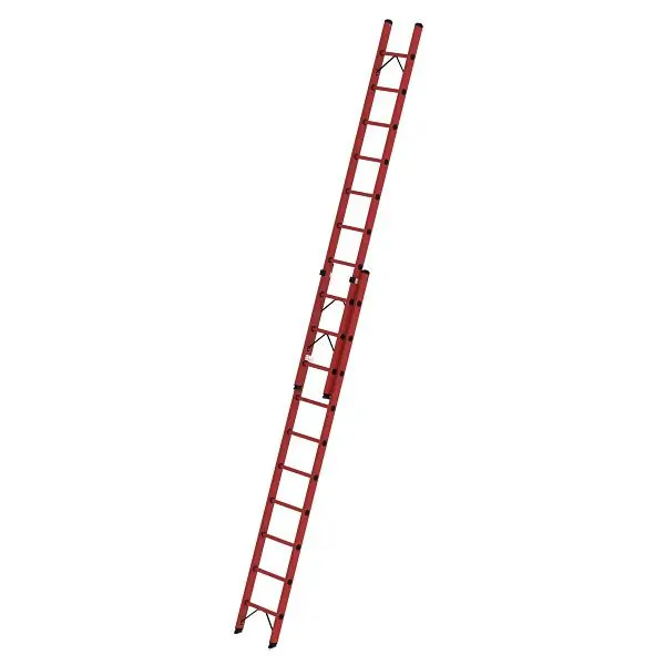 Munk Günzburger Steigtechnik Sprossen-Schiebeleiter GFK 2-teilig ohne Traverse 2x10 Sprossen 036110
