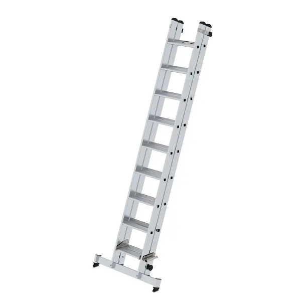 Munk Günzburger Steigtechnik Stufen-Schiebeleiter 2-teilig mit nivello®-Traverse 2x9 Stufen 040663