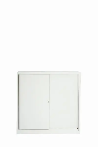 Bisley Schiebetürenschrank ECO 2 Fachböden 3 OH verkehrsweiß SD12112S696