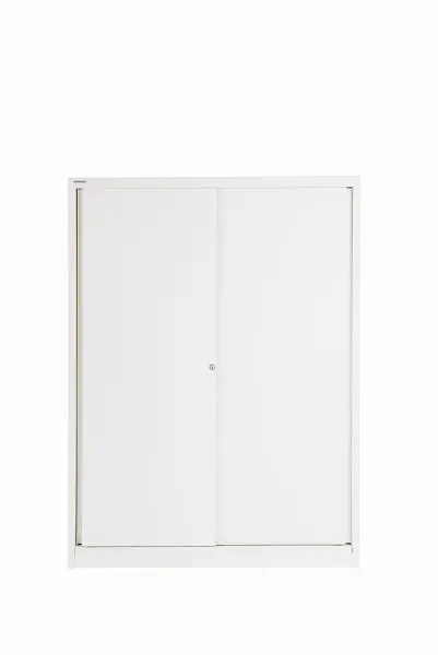 Bisley Schiebetürenschrank ECO 3 Fachböden 4 OH verkehrsweiß SD12173S696