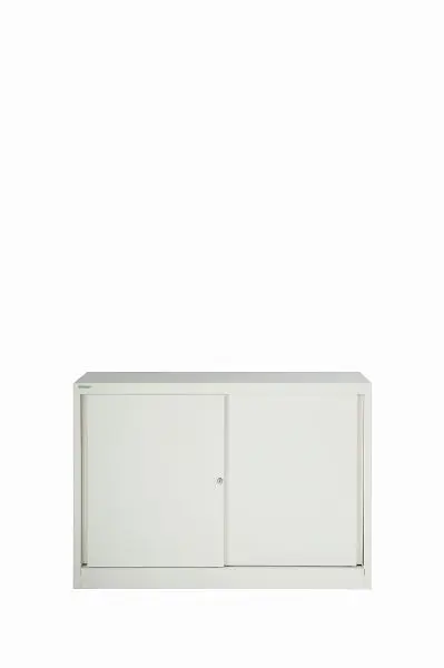Bisley Schiebetürenschrank ECO 1 Fachboden 2 OH verkehrsweiß SD12081S696