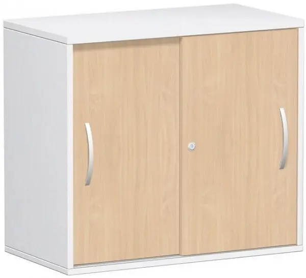 geramöbel Anstell-Schiebetürenschrank Oberboden 25 mm mit Stellfüßen abschließbar 800x425x720 Buche/Weiß S-381501-BW