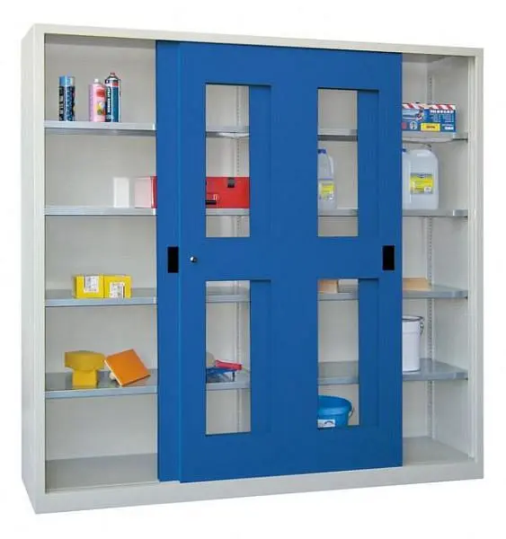 Pavoy Schiebetürenschrank 1950/600/2000 Böden gepulvert Sichtfenster 30302-200-691-716905