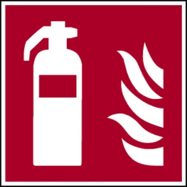 Schilder Klar Brandschutzzkalibrieren Feuerlöscher DIN EN ISO 7010-F001 100x100x1.5 mm Kunststoff langnachleuchtend 1581/90