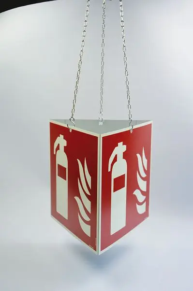 Schilder Klar Brandschutzzkalibrieren Prismenschild Feuerlöscher zur Deckenmontage 200x200x0.45 mm Alukleinformatum glatt...
