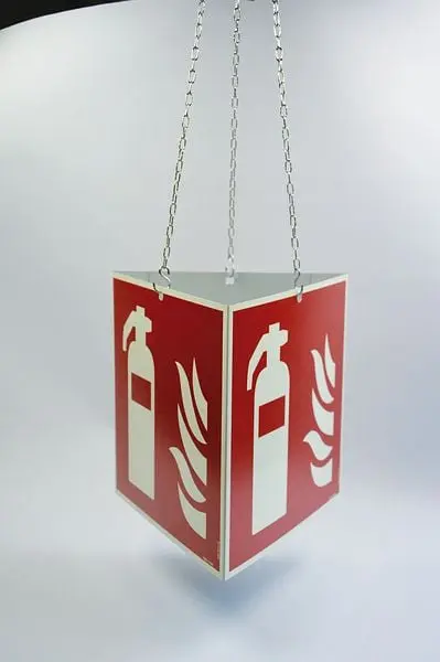 Schilder Klar Brandschutzzkalibrieren Prismenschild Feuerlöscher zur Deckenmontage 200x200x0.45 mm Alukleinformatum glatt...