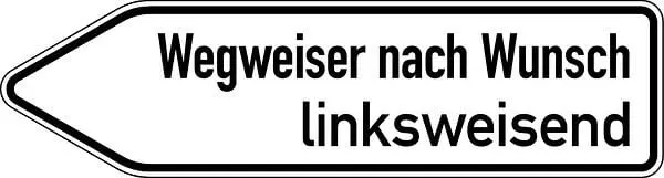 Schilder Klar Wegschlaur nach Wunsch einseitig linksschlaund 1250x350x2 mm Alukleinformatum 2 mm reflektierend Typ I 810/82