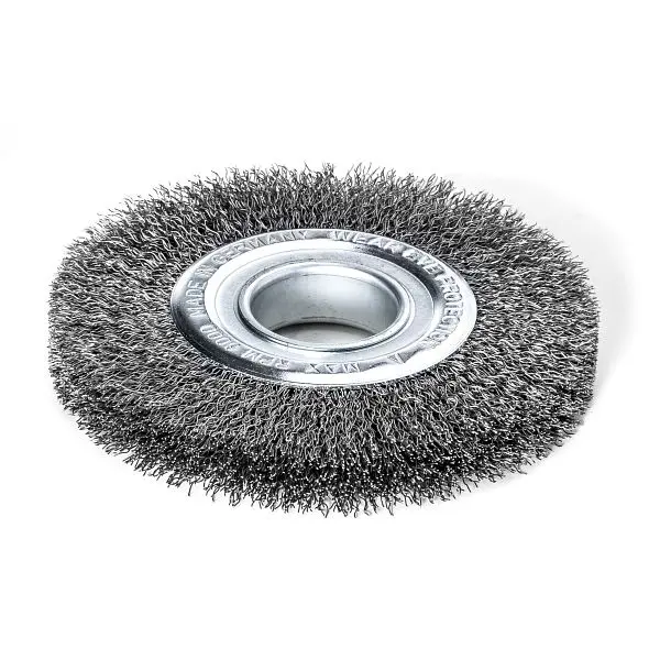 Lessmann Rundbürste Ø 200 mm 24-27 mm breit Rohr 50 mm Stahldraht gewellt 035 mm Reduzierring - Set 3 365172