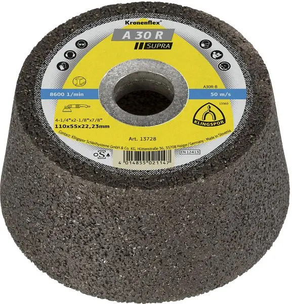 Klingspor 30 R Schleiftopf 110 x 55 x 2223 mm gekröpft VE: 6 Stück 13728