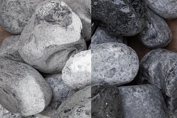 48 Säcke ´20Kg, Ice Mix getrommelt, 40-60 mm, Edelsplitte, blau, grau, schwarz