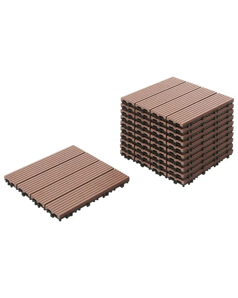 Terrassenfliesen ATELETA Holz- Plastik- Verbundstoffe (WPC) Braun mit Schnellkupplung