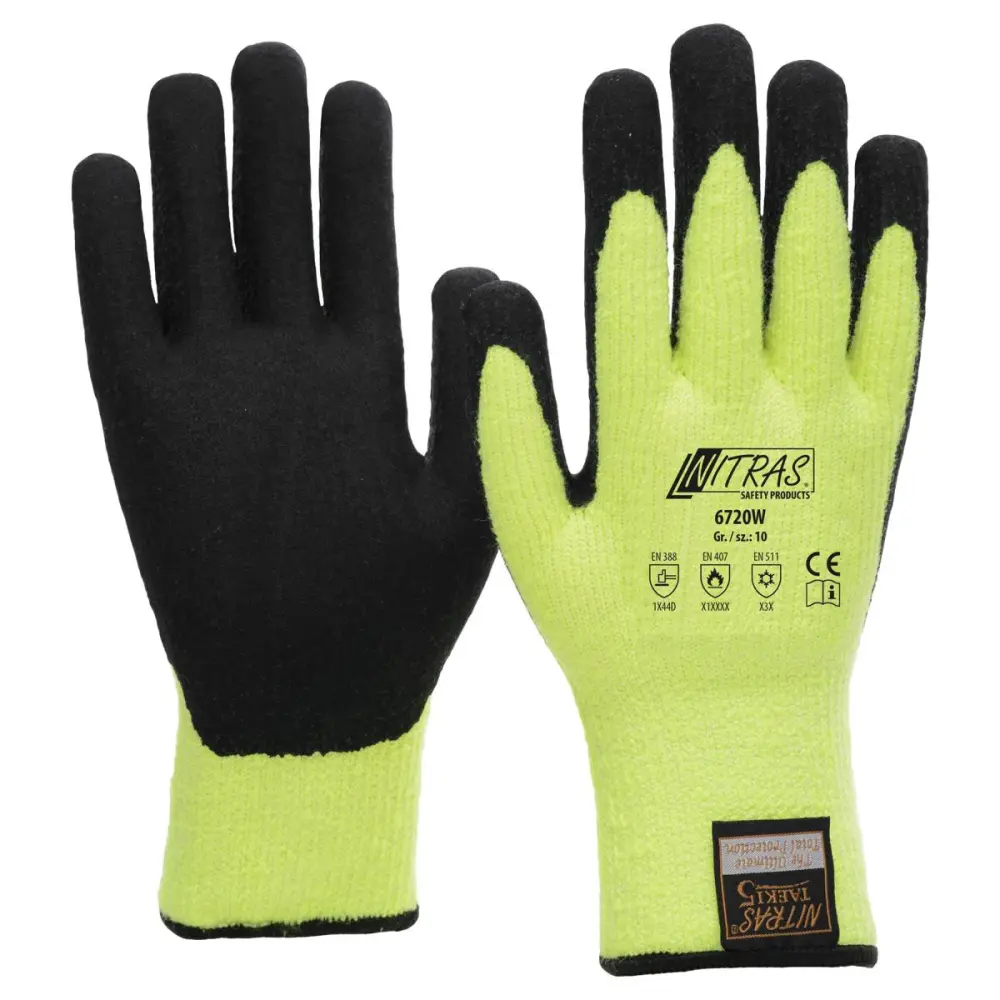 NITRAS Handschuh TAEKI5 Winter Latex gelb-schwarz Grösse: 8 VE: 60 Paar 6720W-8