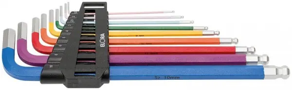 ELORA Kugelkopf-Winkelschraubendreher-Satz extra 9-teilig 15-10 mm im Kunststoffhantiker 159SKU C 0159530903001
