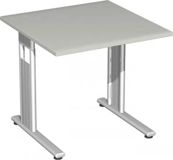 geramöbel Schreibtisch feste Höhe C Fuß Flex 800x800x720 Lichtgrau/Silber S-618101-LS
