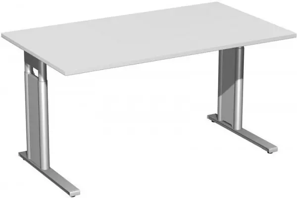 geramöbel Schreibtisch höhenverstellbar C Fuß Blende optional 1400x800x680-820 Lichtgrau/Silber N-647145-LS