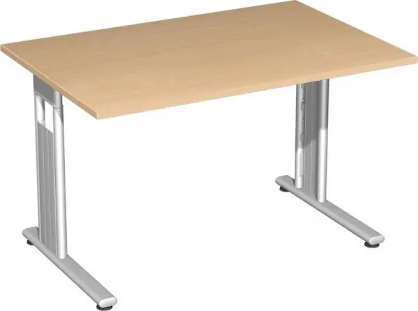 geramöbel Schreibtisch höhenverstellbar C Fuß Flex 1200x800x680-820 Buche/Silber S-617102-BS